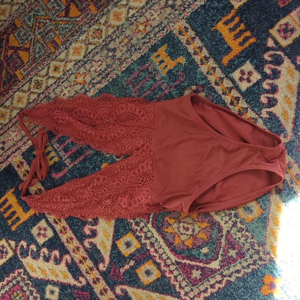 Plunging neck swimsuit